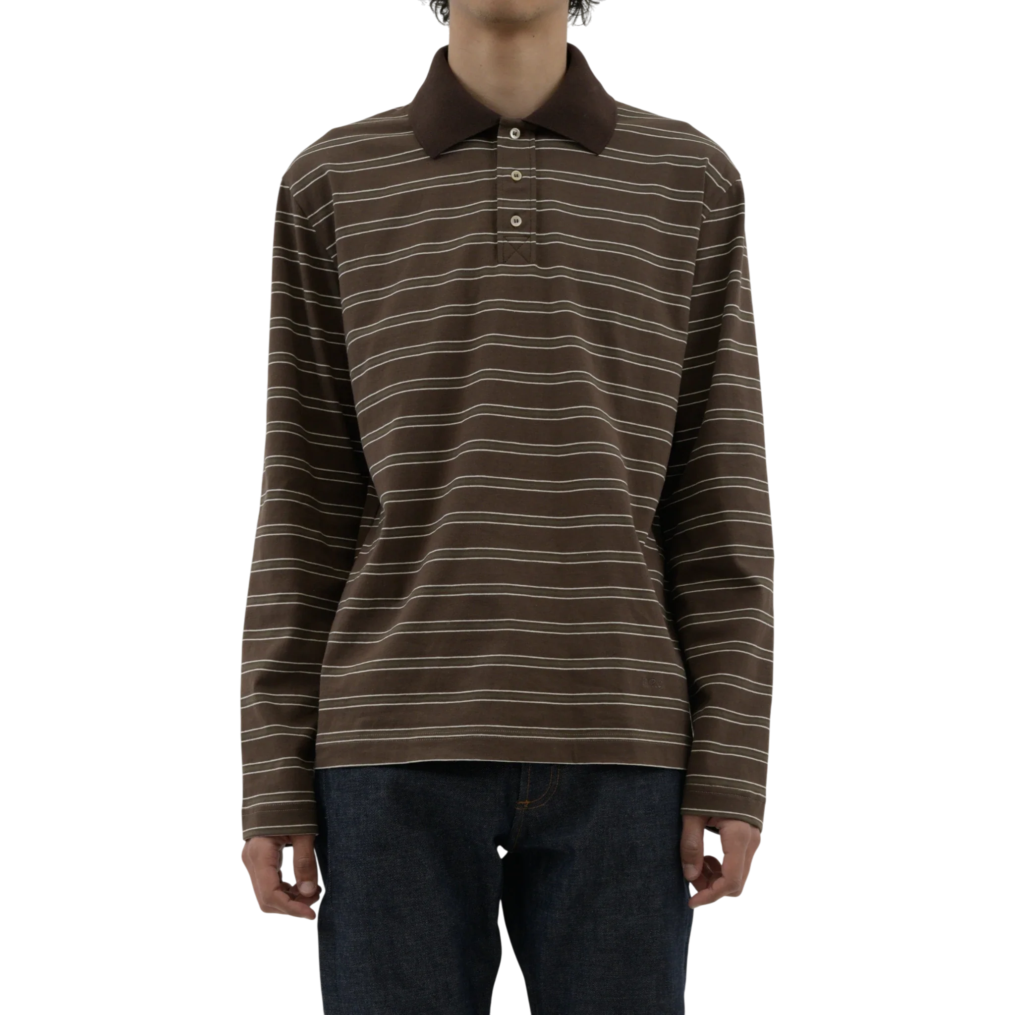 A.P.C. - Polo Manches Longues Raye Longsleeve - Brown - Image 3