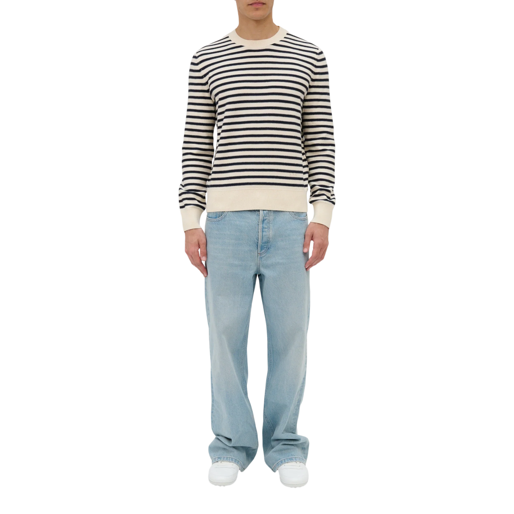 A.P.C. - Pull Paul Knitwear - Ecru/Dark Navy