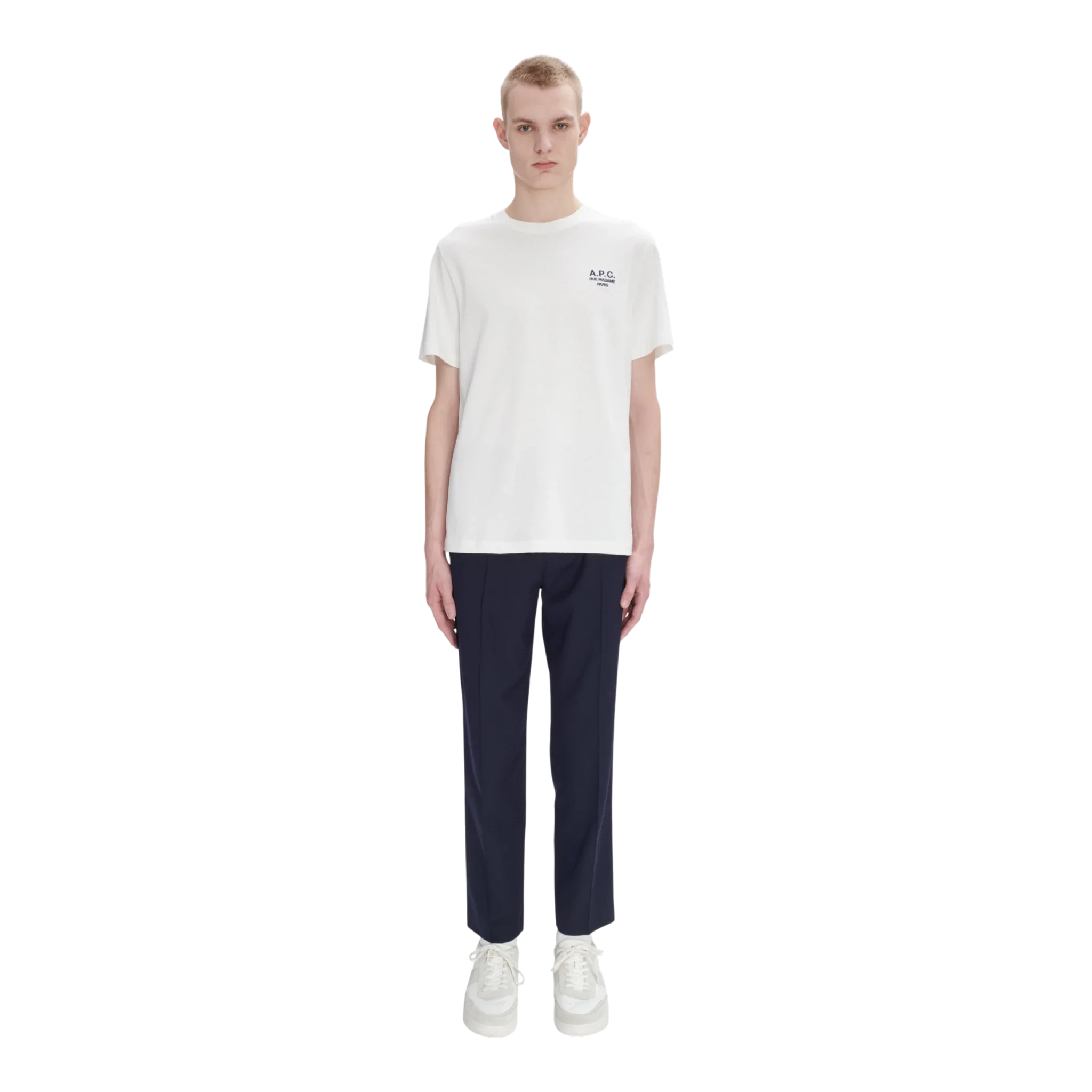 A.P.C. - T-Shirt Standard Rue Madame GOTS - White/Dark Navy - Image 7