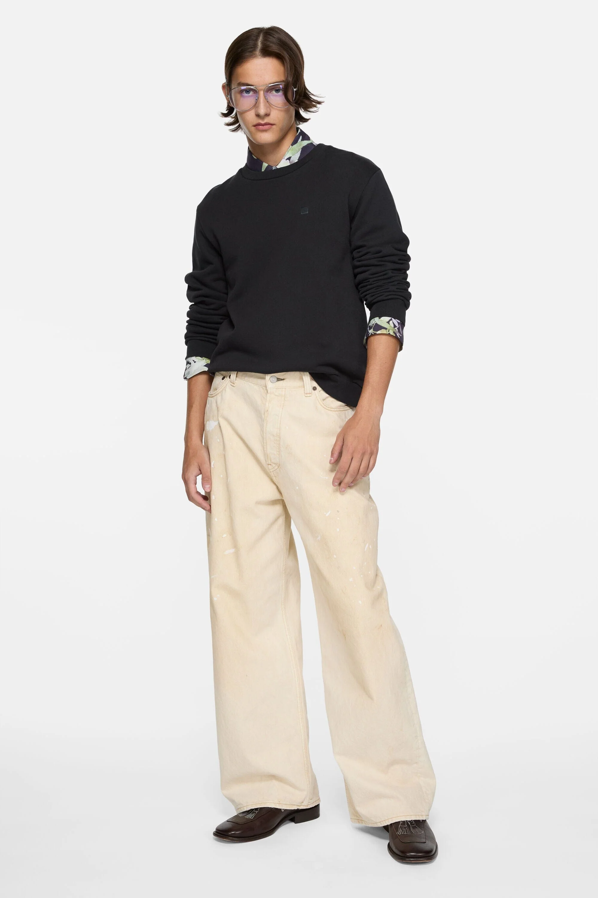 Acne Studios - Crew Neck Fleece Sweater - Black - Image 2
