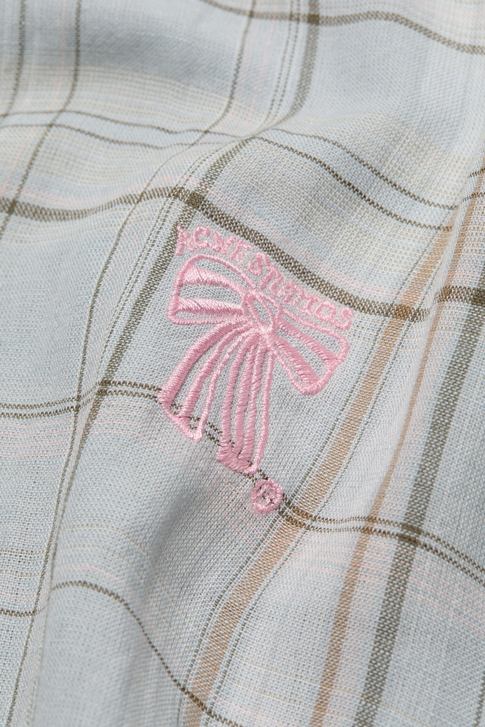 Acne Studios - Linen Check Button-up Short - Grey/Pink - Image 4