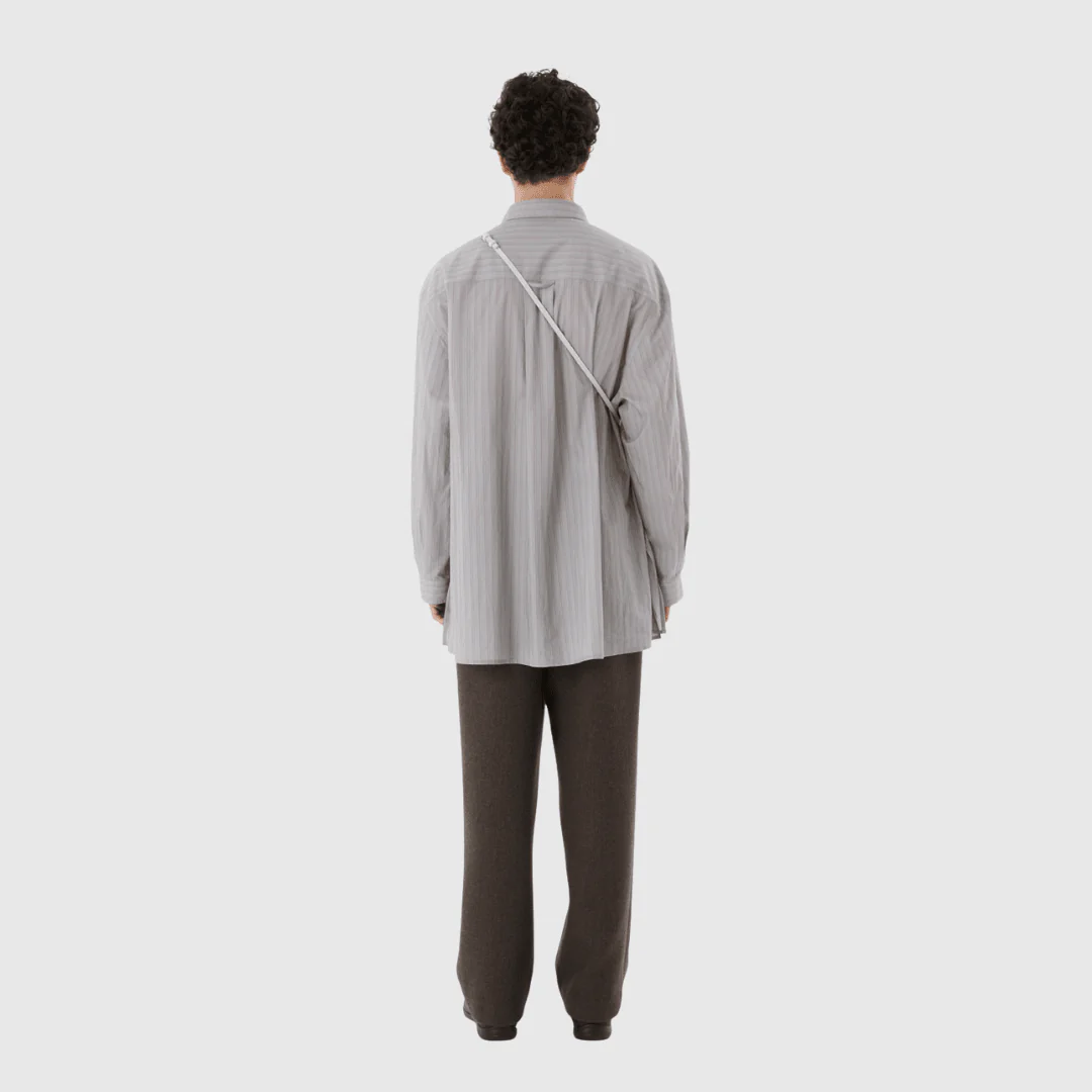 Amomento - Stripe Shirring Oversized Shirt - Grey - Image 4