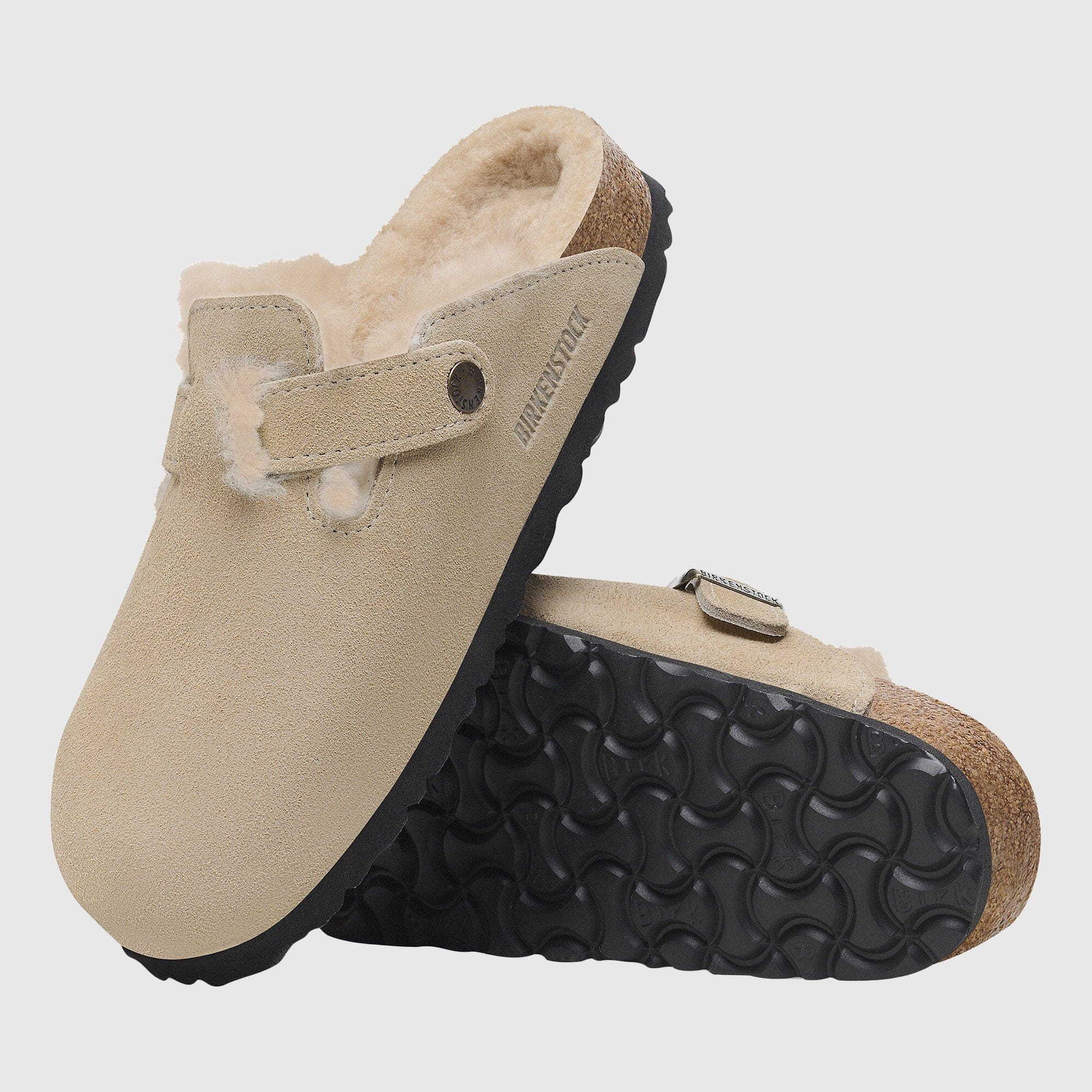 Birkenstock - Boston Clog Shearling Suede - Taupe - Image 4