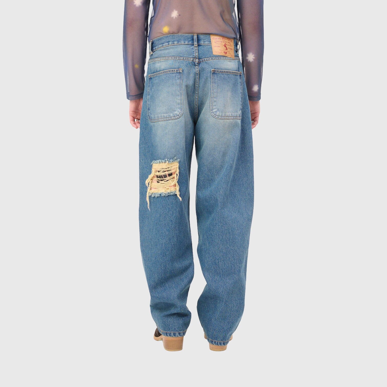 Carne Bollente - Tattoo Tease Pants - Washed-Light Blue - Image 7