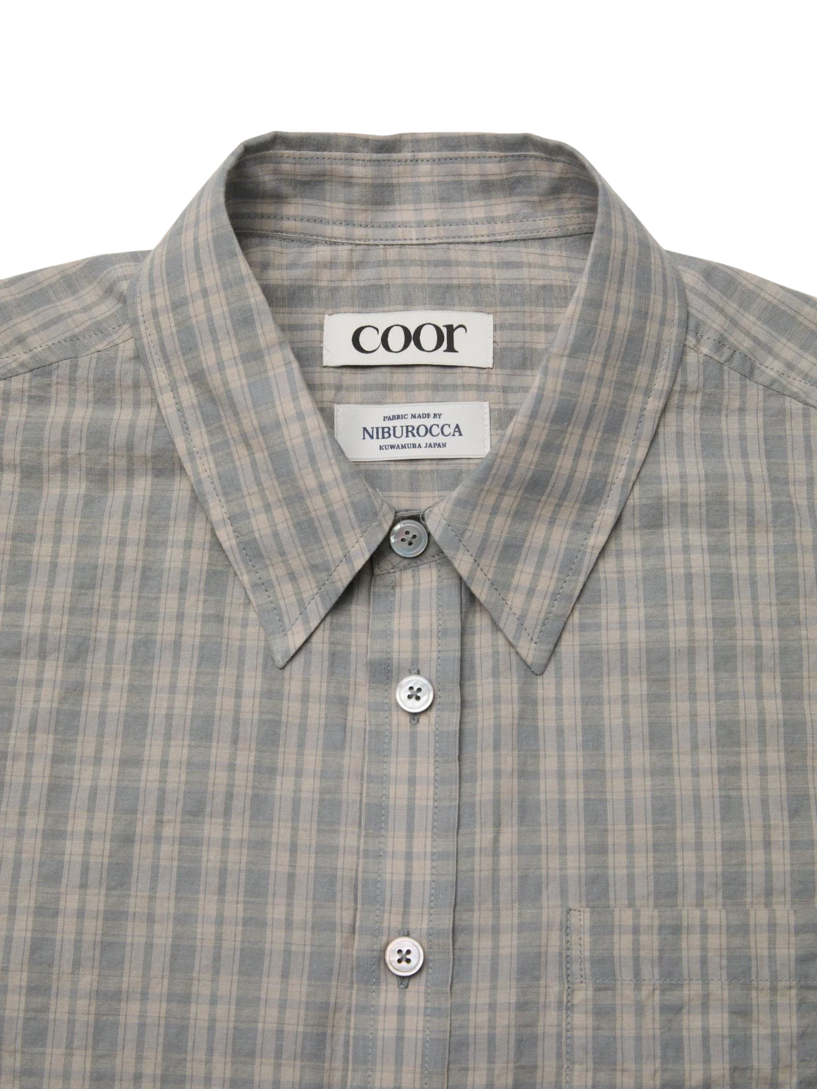 COOR - Alternative Wrinkle Check Half Shirt - Washed Khaki Begie - Image 2