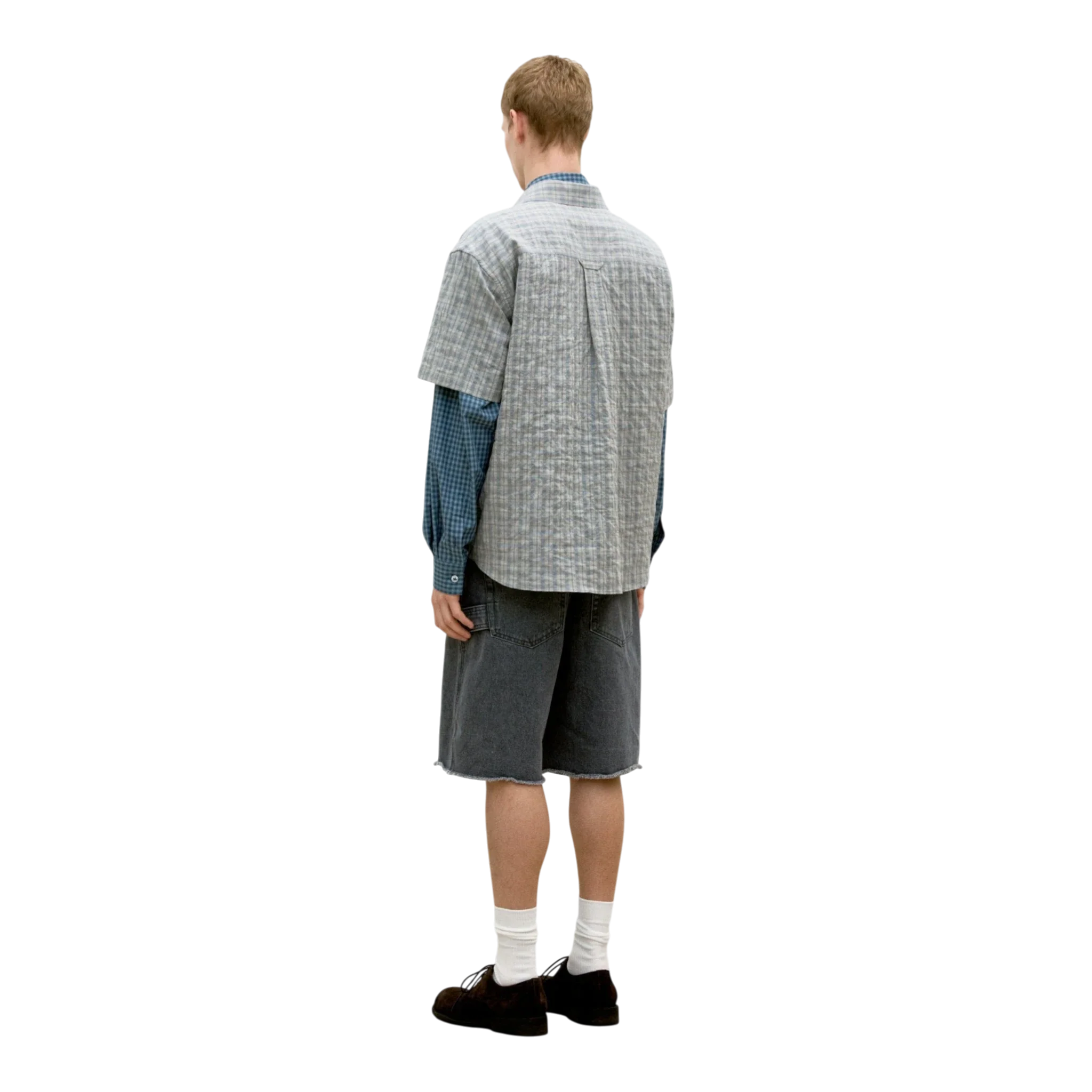 COOR - Alternative Wrinkle Check Half Shirt - Washed Khaki Begie - Image 5