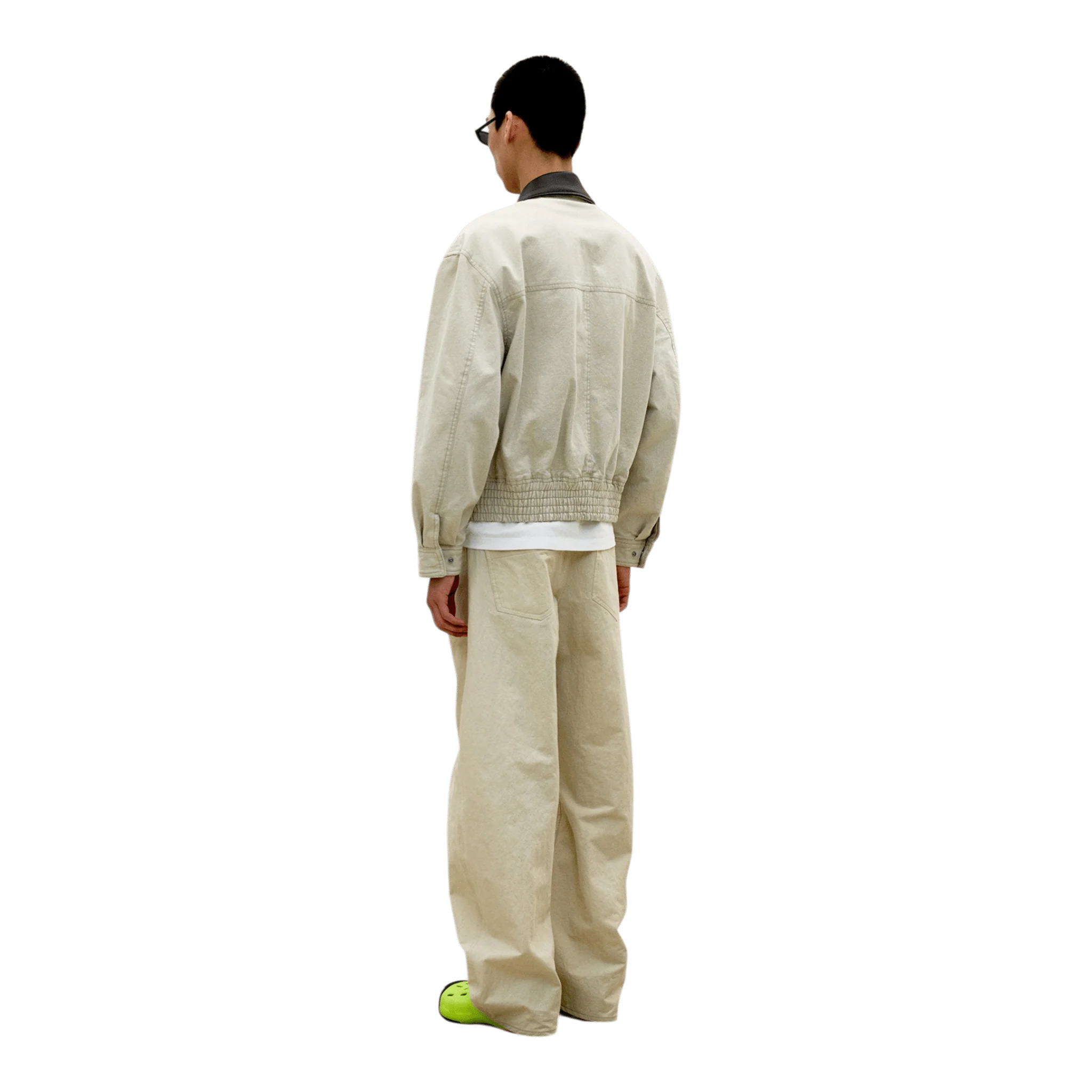 COOR - Deep Curved Cotton Blend Pants - Beige - Image 4
