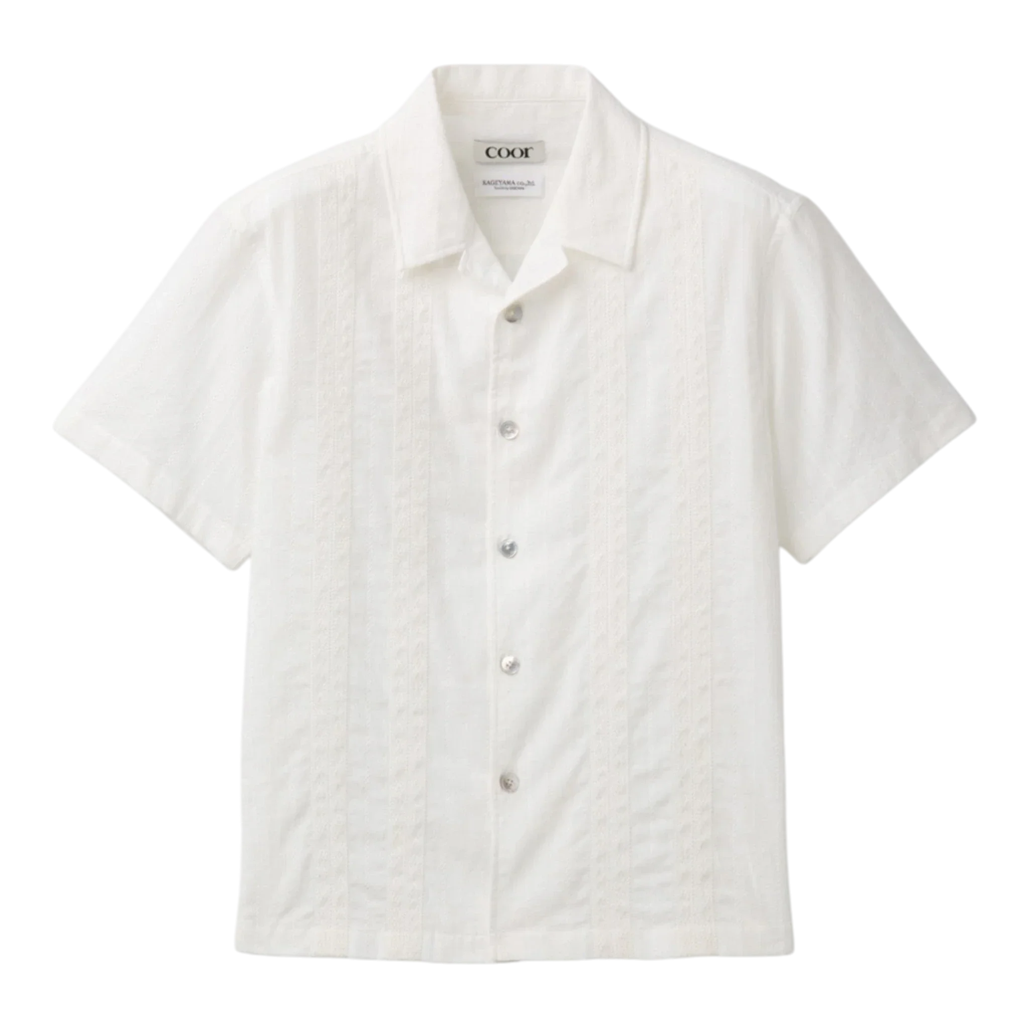 COOR - Guayabera Tape Half Shirt - White