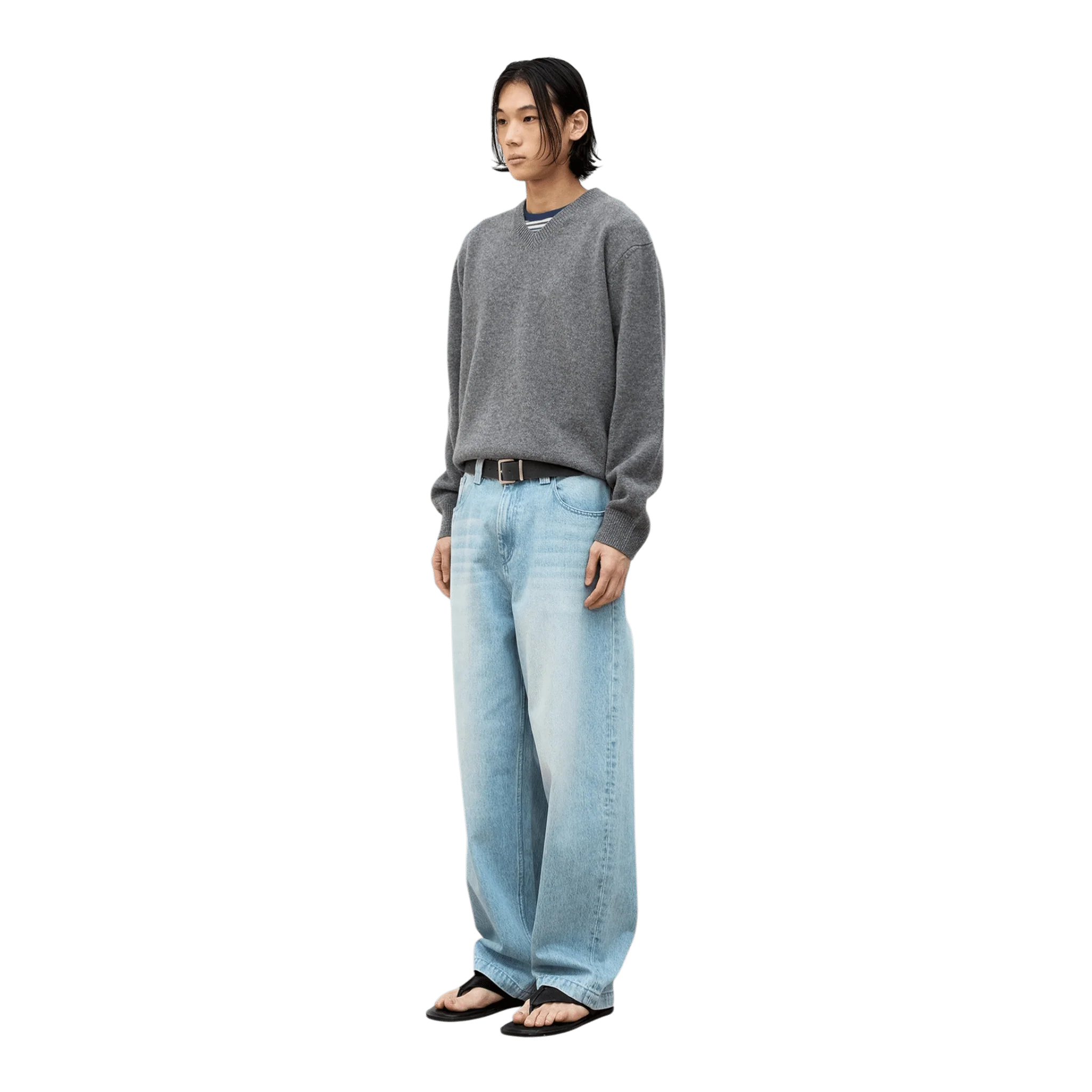 COOR - Ice Blue Washed Baggy Fit Jeans - Ice Blue - Image 3
