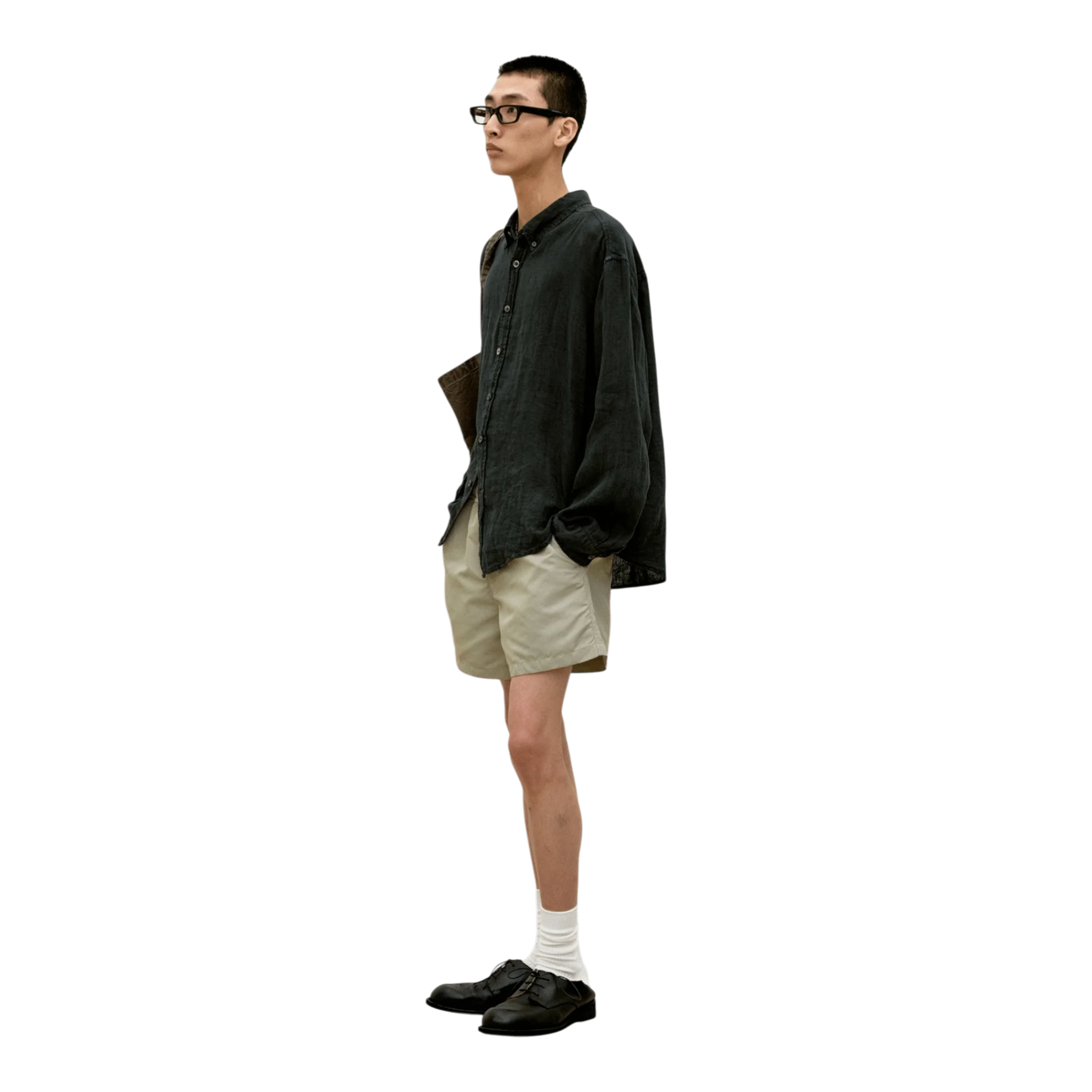 COOR - Linen Dyed Oversized Shirt - Washed Charcoal - Image 3