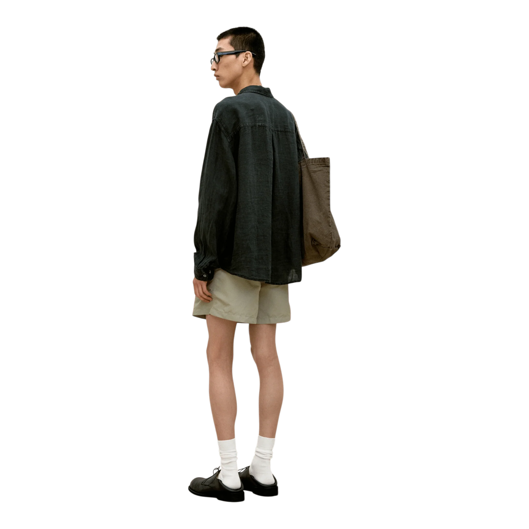 COOR - Linen Dyed Oversized Shirt - Washed Charcoal - Image 4