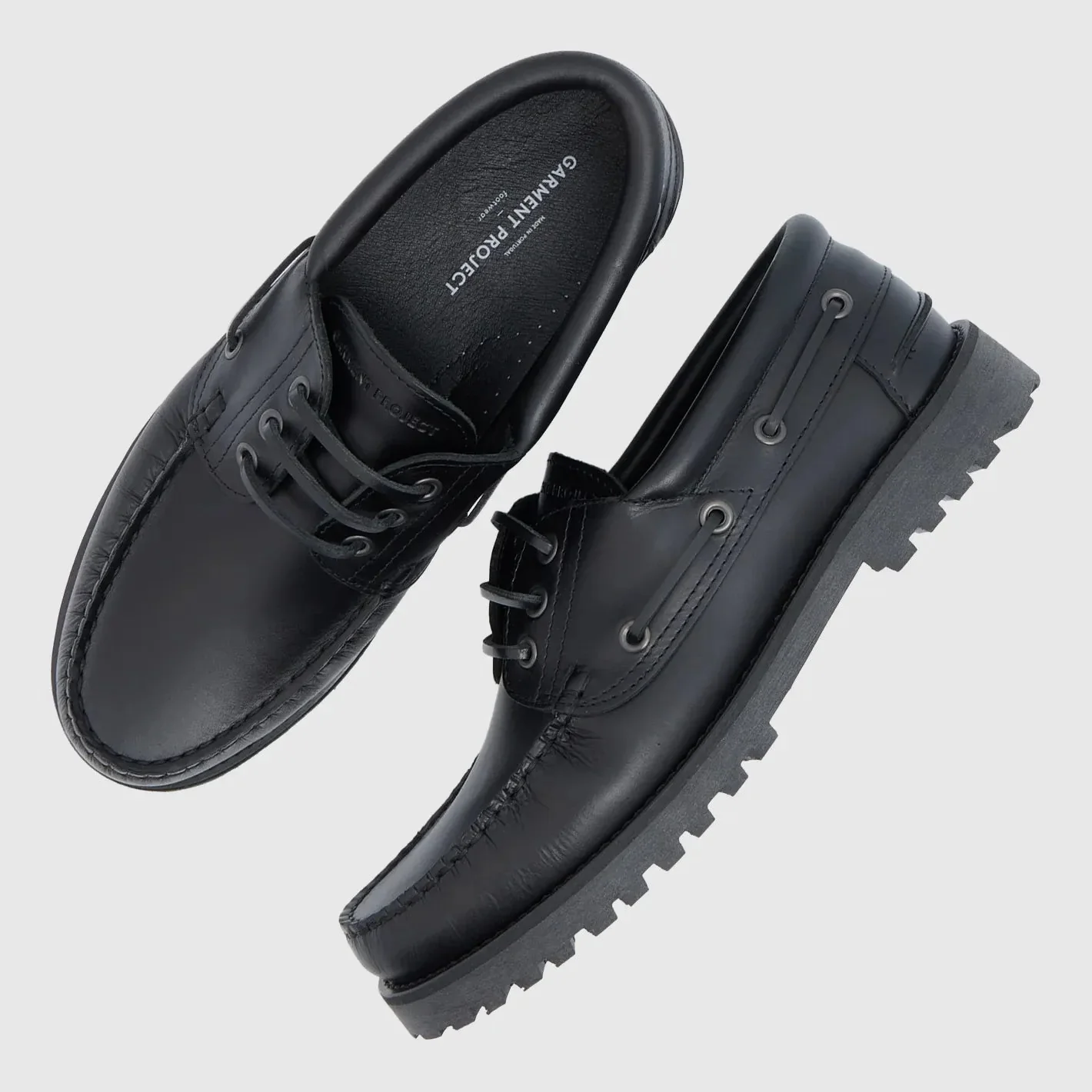 Garment Project - Ollie Boat Shoe - Black Leather - Image 3