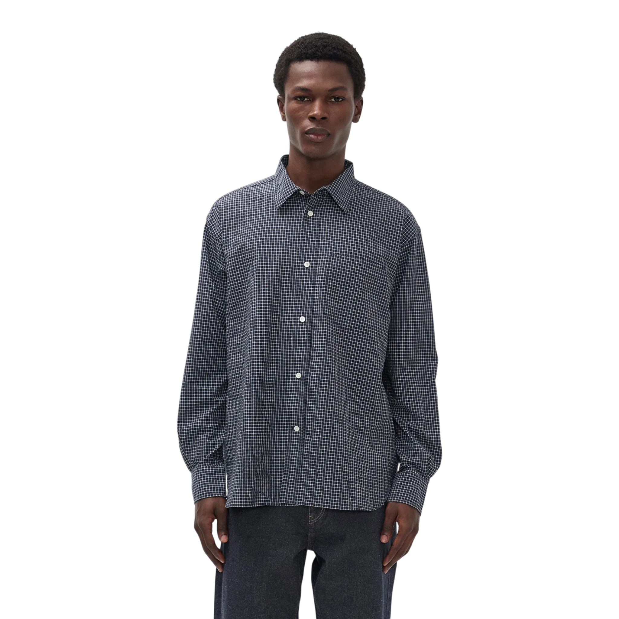 Norse Projects - Espevik Check Oversized Shirt - Dark Navy - Image 3