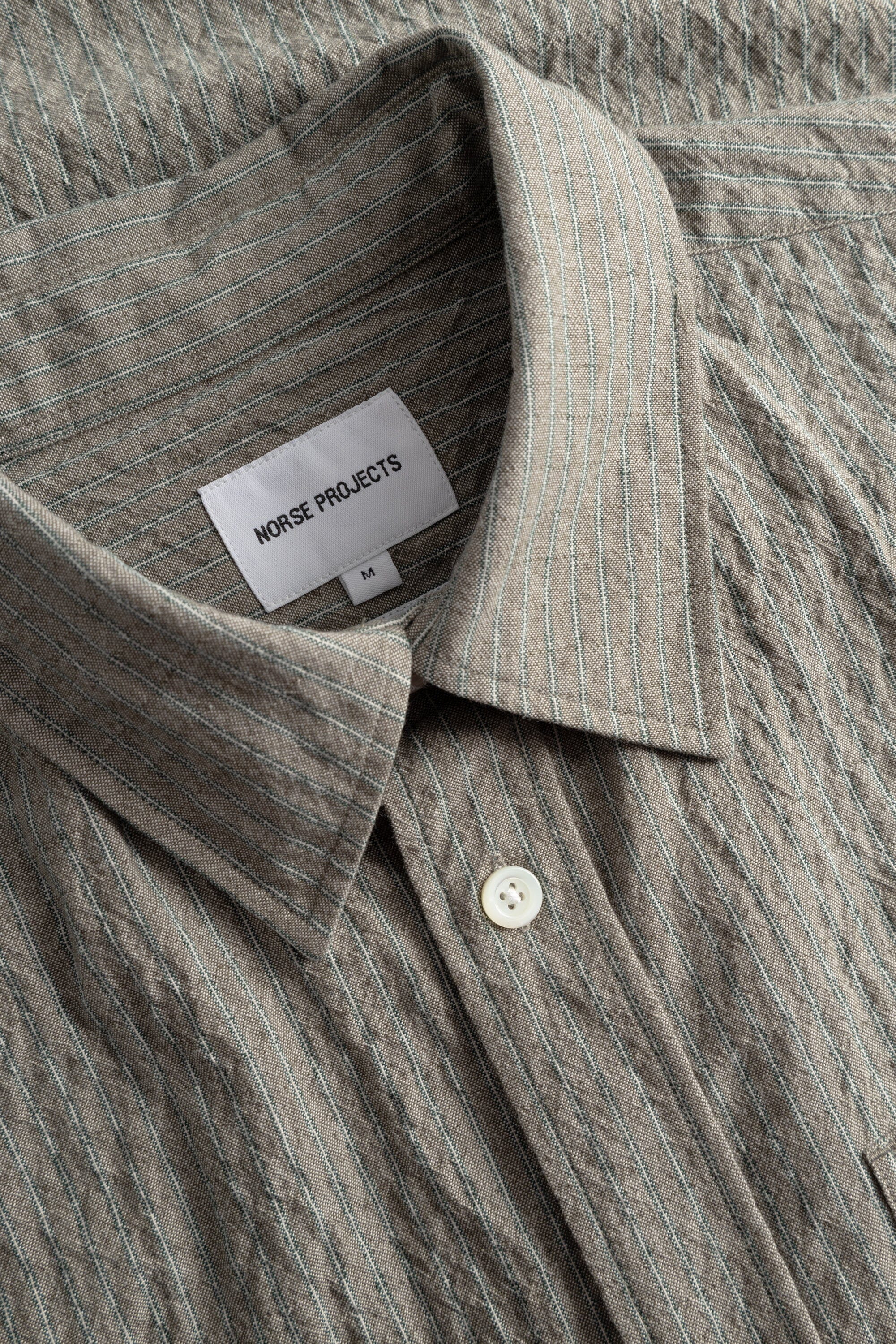 Norse Projects - Falster Oversized Textured Stripe Shirt - Vetiver - Image 3