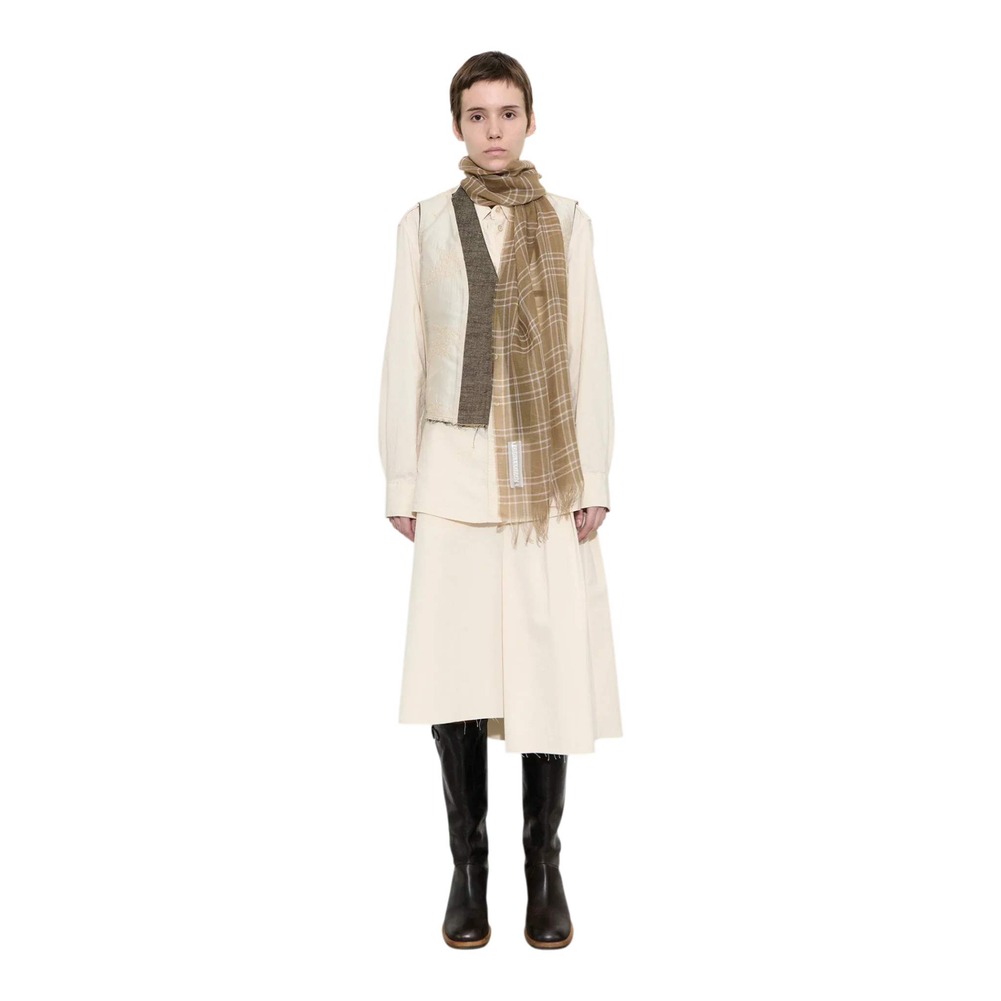 Our Legacy - Cottage Scarf - Walnut Grid Sparse Tencel - Image 2
