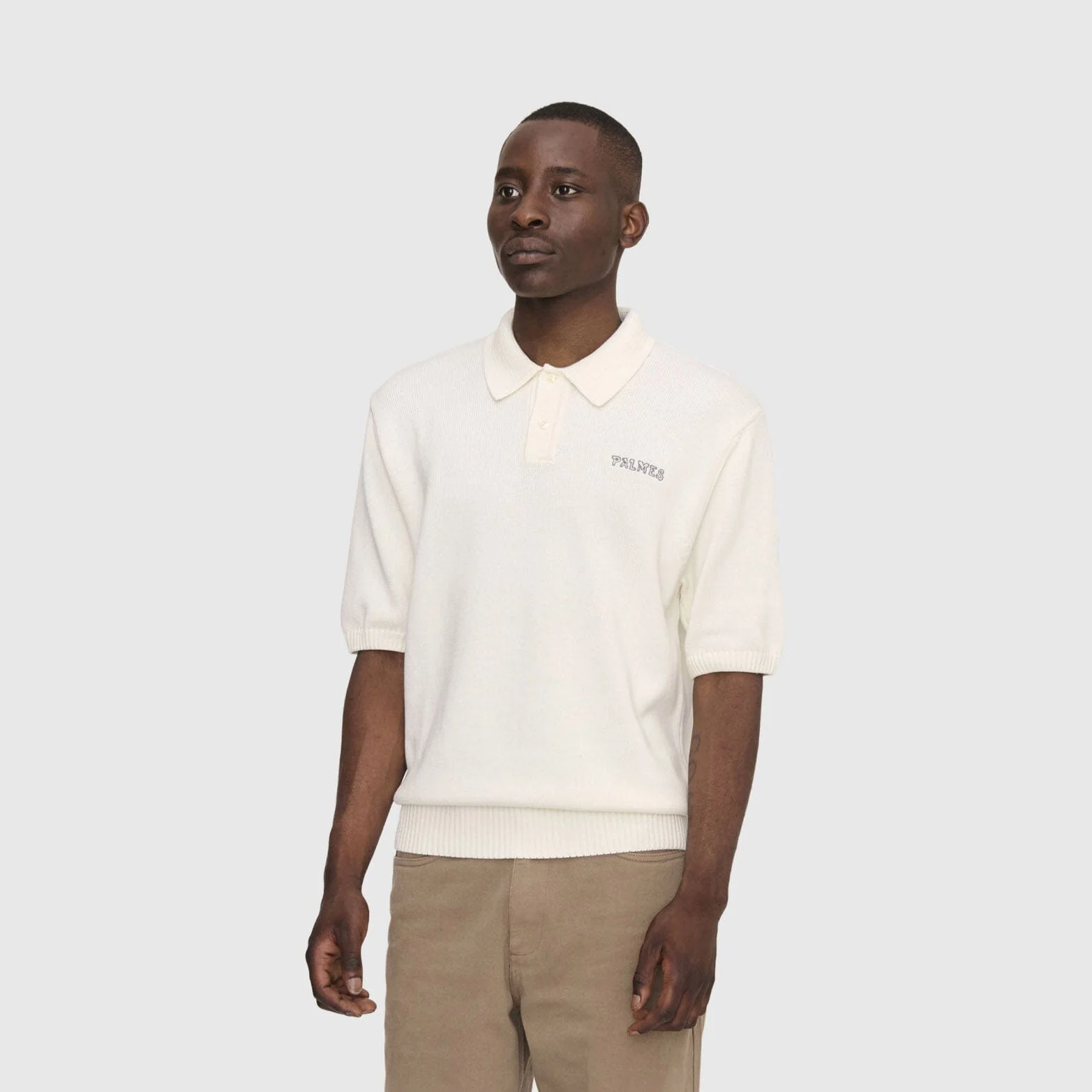 Palmes - Cotton Knit Polo - Off-White 25 Script - Image 4