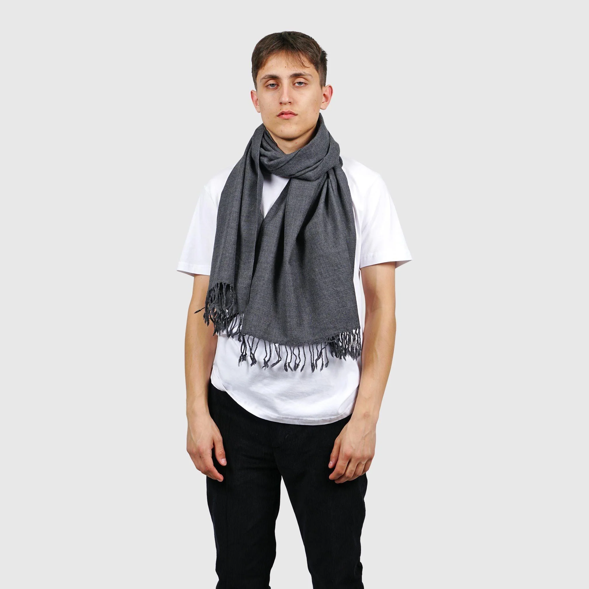 Special Lemon - Merino Wool Scarf - Medium - Grey