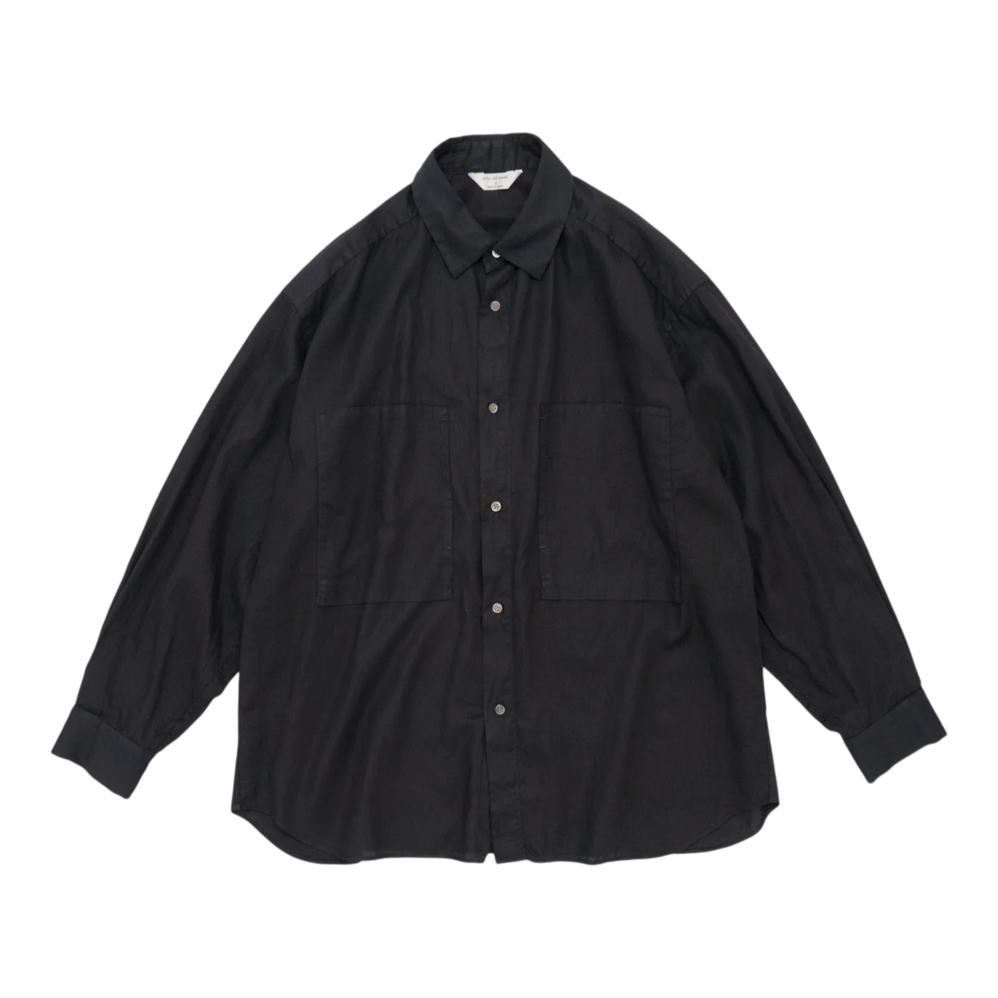 Still by Hand - Garment-dye Over Shirt - Black Navy