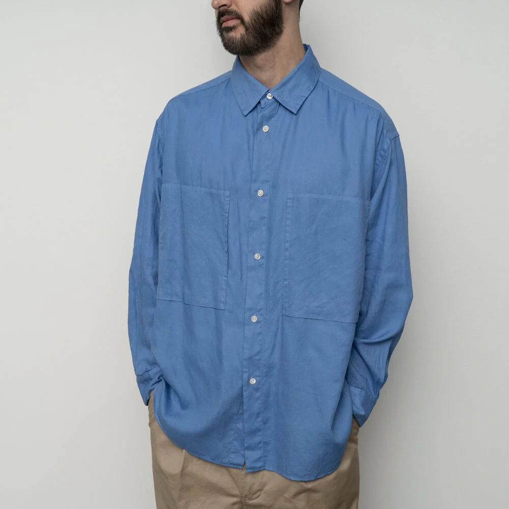 Still by Hand - Garment-dye Over Shirt - Sky Blue - Image 2