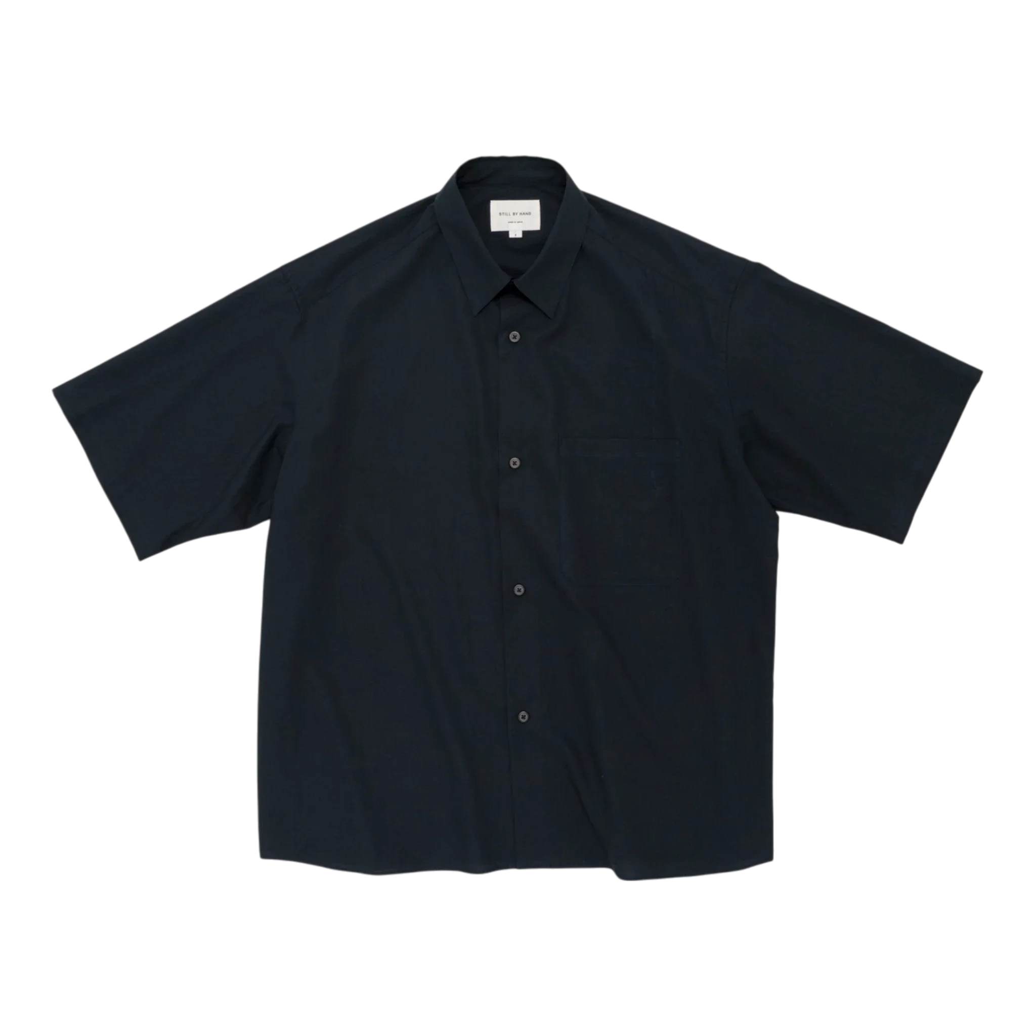 Still by Hand - Half Sleeve Cotton Shirt - Navy