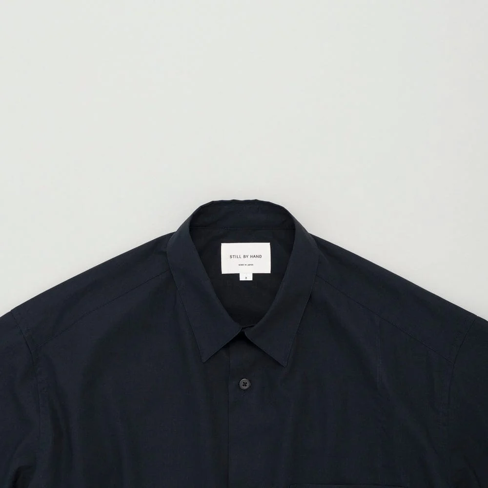 Still by Hand - Half Sleeve Cotton Shirt - Navy - Image 3