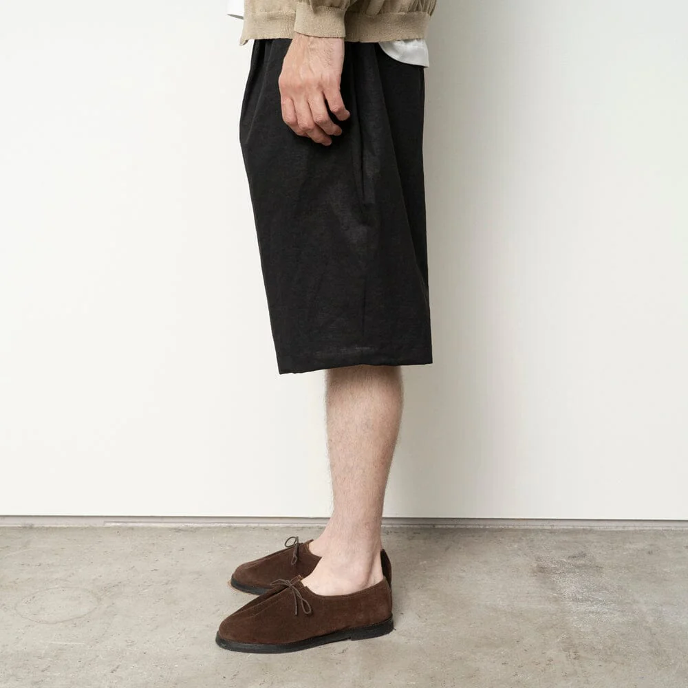 Still by Hand - Linen Mixed Wide Shorts - Black - Image 3