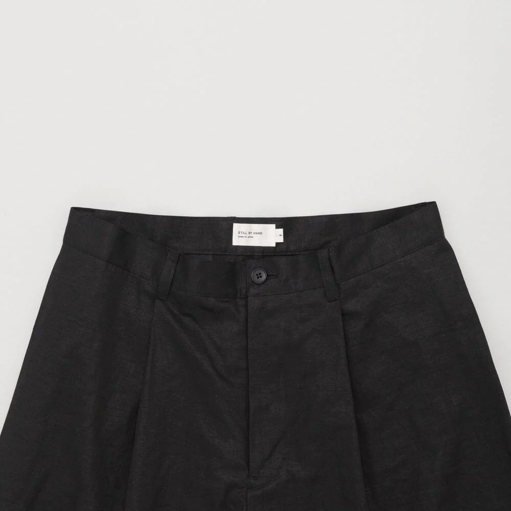 Still by Hand - Linen Mixed Wide Shorts - Black - Image 4