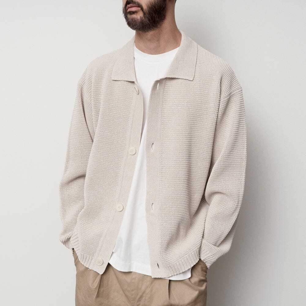 Still by Hand - Paper Mixed Knit Blouson - Taupe - Image 3