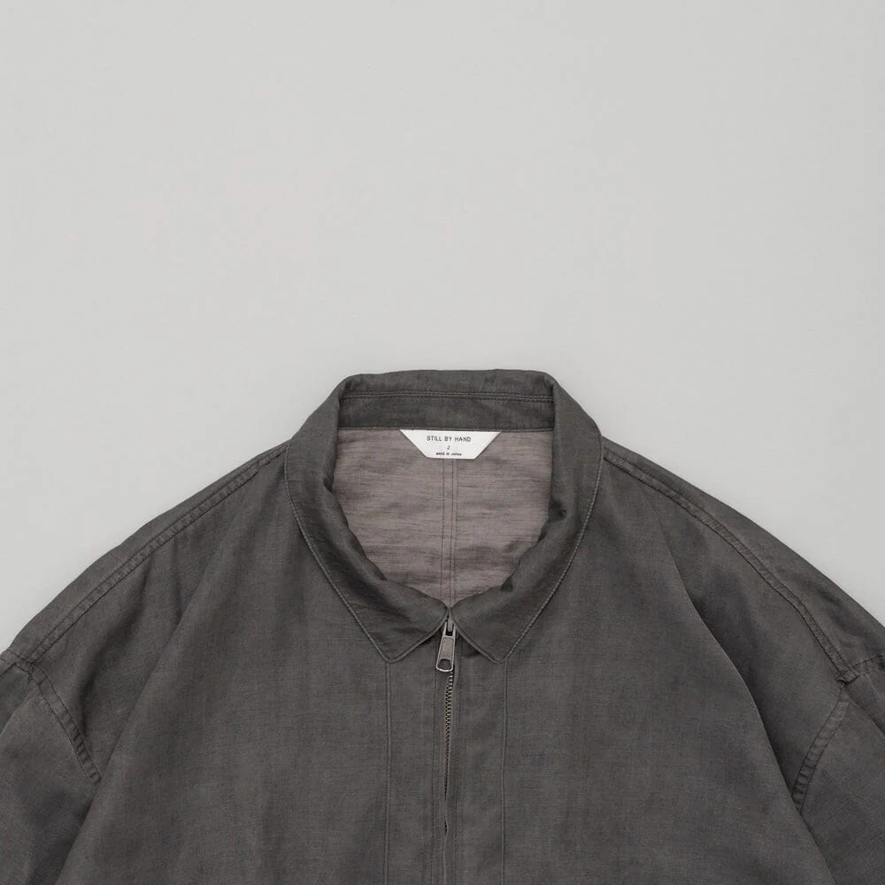Still by Hand - Pigment Print Zip Up Blouson - Dusty Grey - Image 7