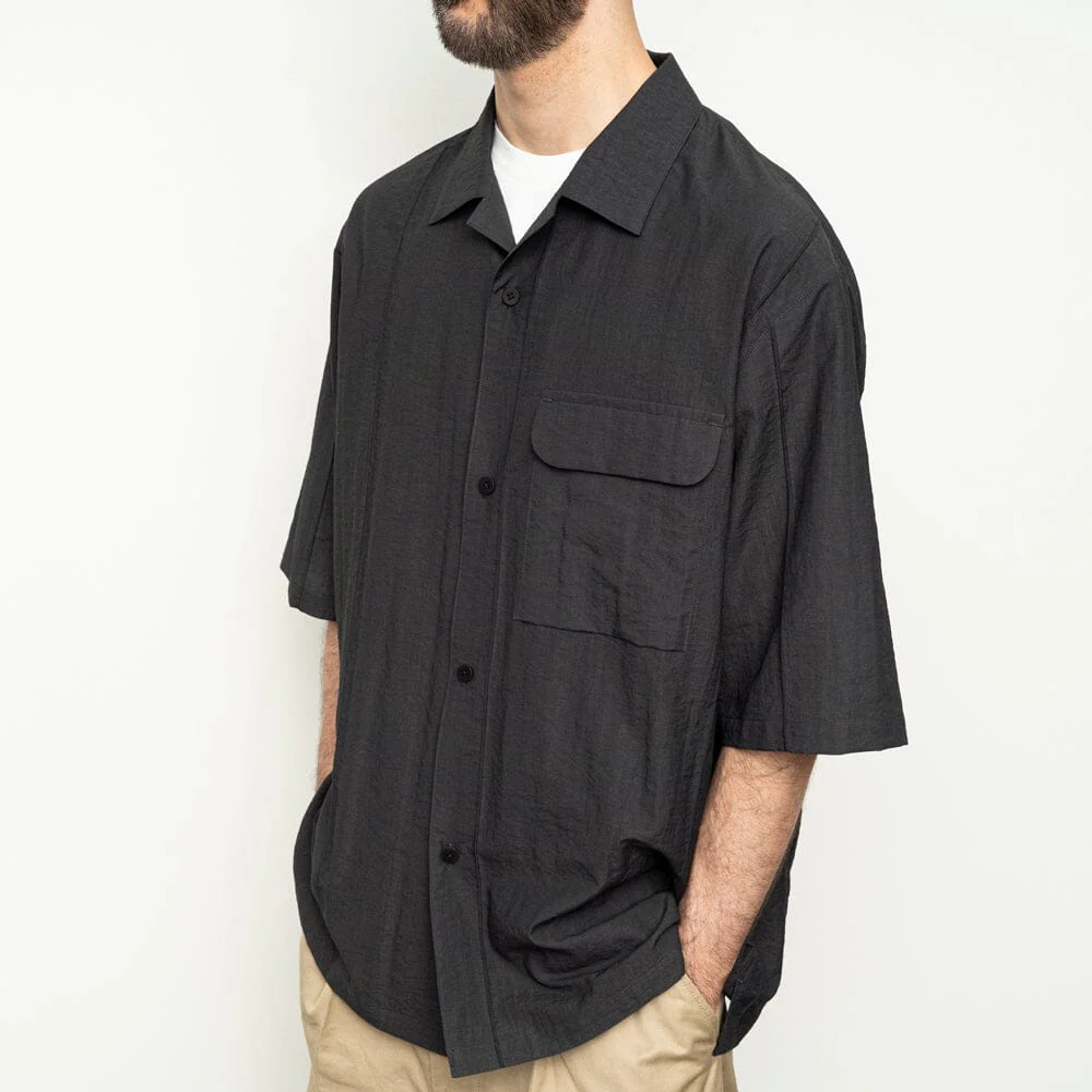 Still by Hand - Pin Tuck Half Sleeve Shirt - Charcoal - Image 3
