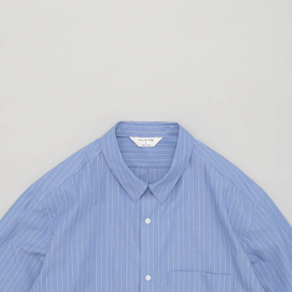 Still by Hand - Regular Collar Shirt - Blue Stripe - Image 3