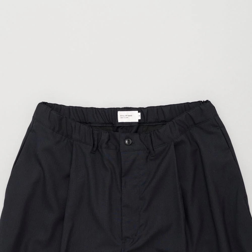 Still by Hand - Summer Wool Wide Pants - Black Navy - Image 3