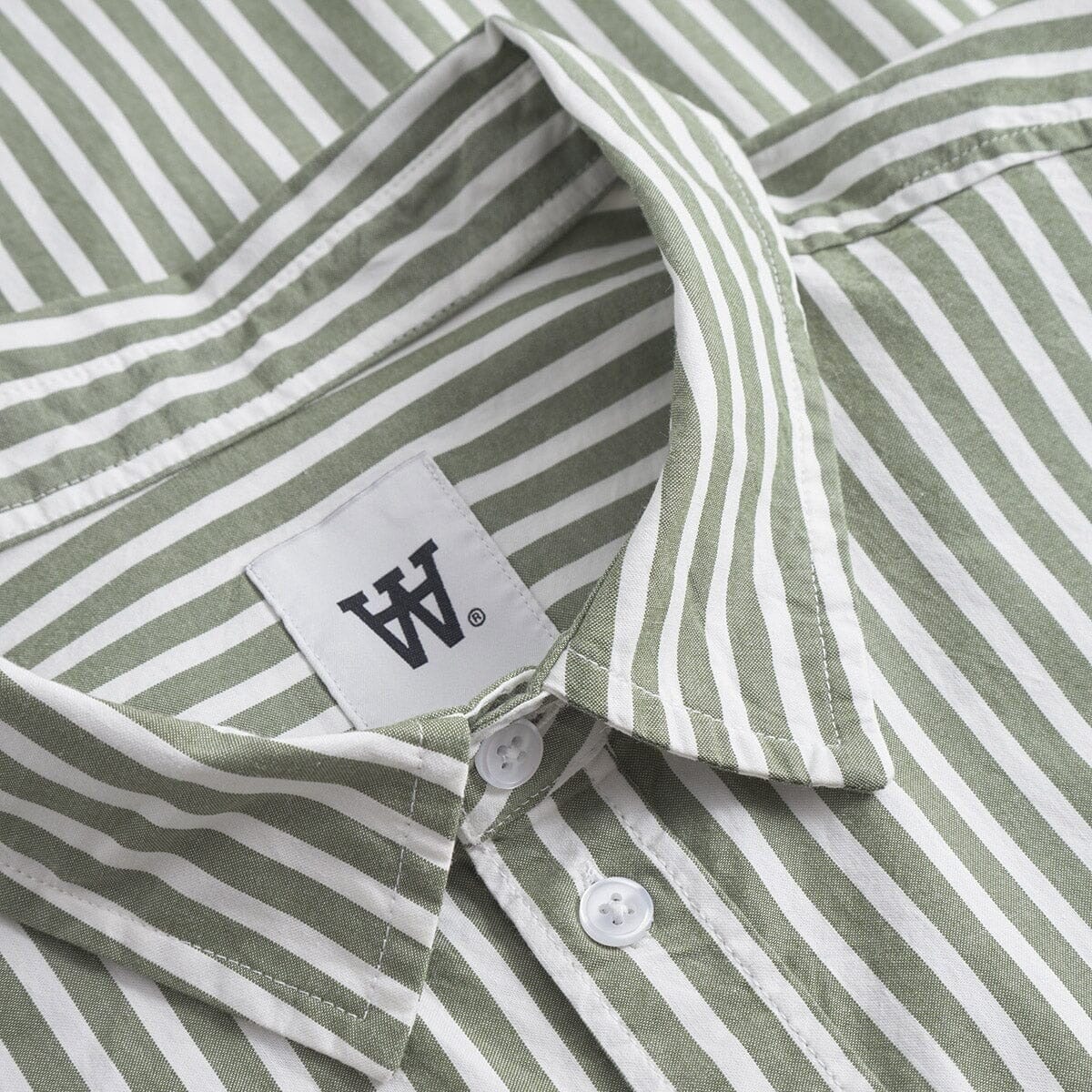 Wood Wood - Double A Day Striped Shirt - Off-White/Green Stripes - Image 7